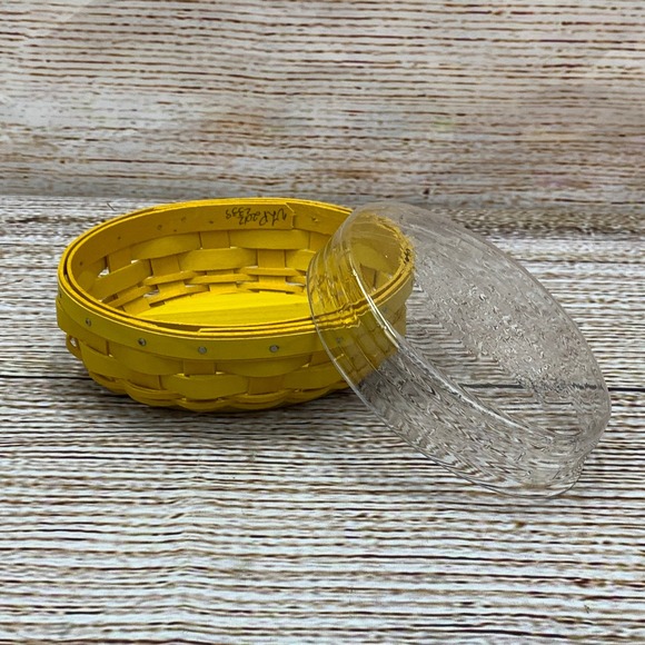 Longaberger Peeps Candy Dish Basket Yellow Ceramic Lid 2012 VLP Signed - Picture 4 of 10
